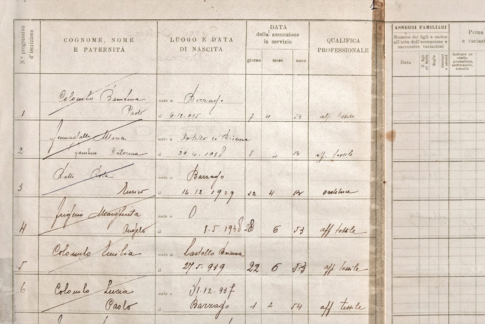 Registro storico dei primi anni di attività